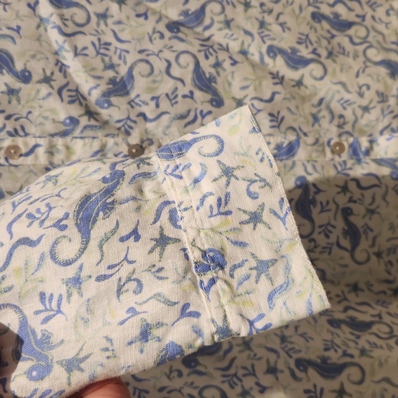 Sigrid Olsen NWT 100% Linen Button Down Beach Shirt With Ea Horses - Picture 5 of 9